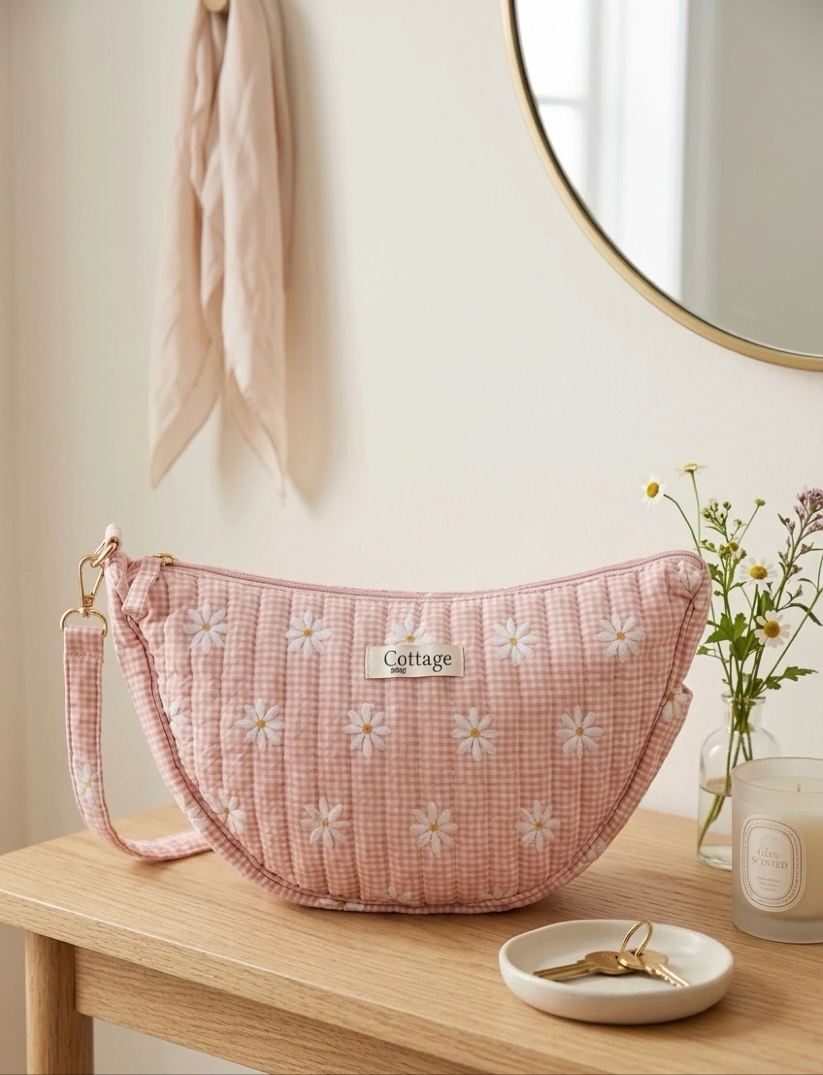 Sac Lune 100% Coton Matelassé Collection Cottage & Bag / Modèle Rose Lady